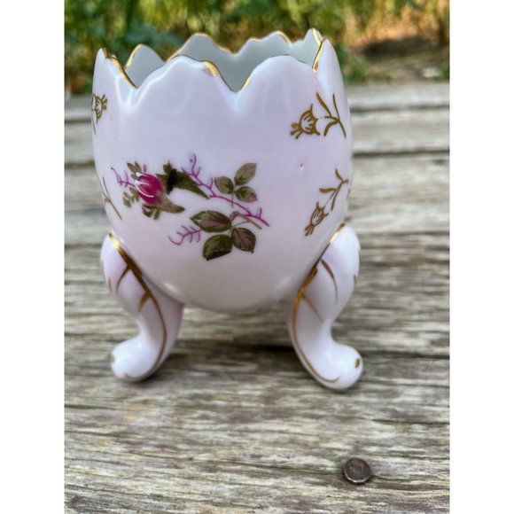 Vintage 1950s Porcelain Egg Shaped Footed  Vase planter Napco Handpainted - Picture 2 of 10